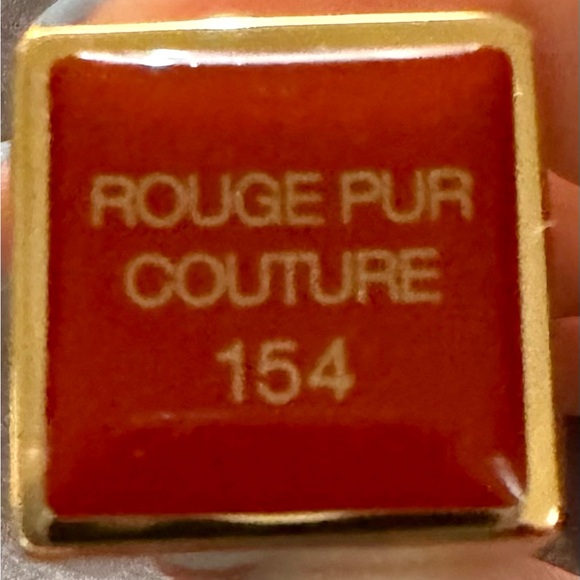 ๐ NWOB YSL Yves Saint Laurent Rouge Pur Couture Stain Lipstick 154 Orange Fatal - Picture 5 of 5
